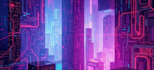 Abstract digital background with binary code and circuits, technology, internet, binary, code