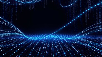 An abstract background of digital binary code flowing across a dark screen, numbers, coding, information, data, computer