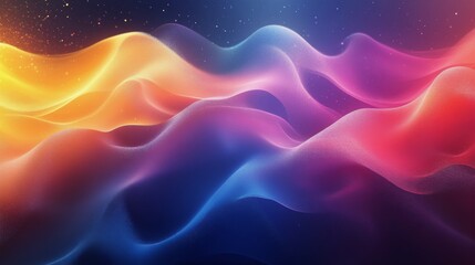 Poster - Colorful abstract waves of light and motion in a digital landscape at night