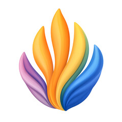 Poster - a vibrant, abstract swirl of colorful shapes resembling plant leaves or flames, creating a dynamic a