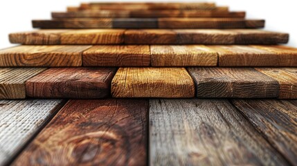 Wall Mural - A close-up view of stacked wooden planks showcasing various textures and colors.