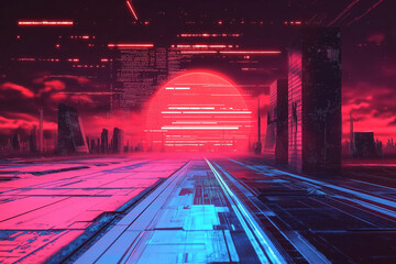 Wall Mural - a sleek modern technical difficulties screen with minimalist glitch effects