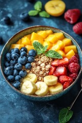 Poster - Fresh fruit and granola bowl with vibrant colors and healthy ingredients