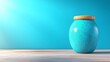 © Albert - A blue vase sitting on top of a wooden table