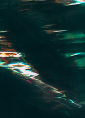 Wall Mural - glitch texture. distortion overlay. creased film. green blue red white color stains light flares dus