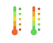 © Aleks - Pain scale thermometer. Stress level measurement. Feeling and mood chart. Anger indicator symbol isolated on white background. Vector outline flat illustration