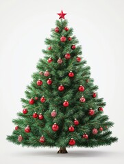 Wall Mural - Beautiful christmas tree isolated on white background