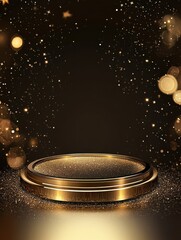 Wall Mural - abstract luxury gold background with bokeh light with star glitter and circle blinking with copy spa