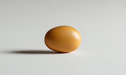 Wall Mural - A single golden brown egg rests on a white surface