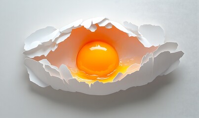 Wall Mural - A single yolk rests in a cracked eggshell