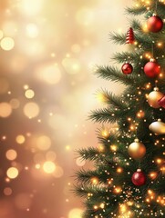 Wall Mural - christmas holidays banner, tree, bokeh background