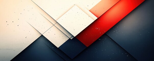 Wall Mural - abstract geometric background with overlapping red, white, and gray layers