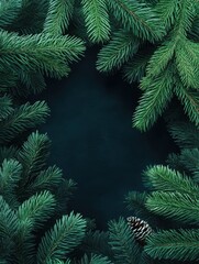 Wall Mural - frame of christmas tree branches