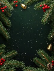 Wall Mural - Frame of Christmas tree branches