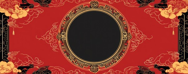 Elegant Chinese style frame with intricate red and gold design