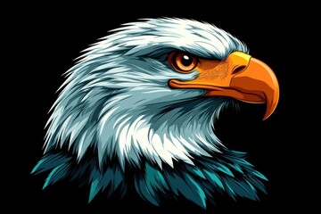 Intricate  illustration of an eagle head in vibrant white and green