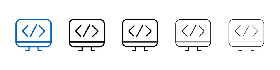 coding program icon Outline vector logo for web ui