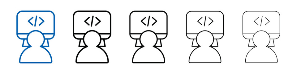 coding icon outline vector logo for web ui