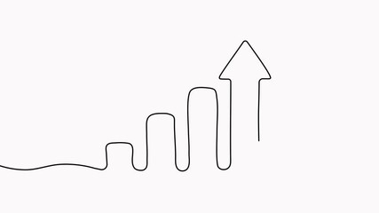 Wall Mural - Growing arrow graph continuous line drawing animation. Successful business strategy symbol animated video.