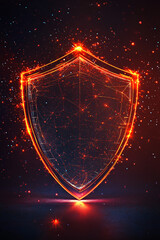 Wall Mural - A futuristic shield icon glowing with cybersecurity data, symbolizing online protection tools, digital privacy platforms, and real-time threat analytics. 