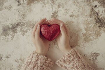 Wall Mural - Person holding red heart