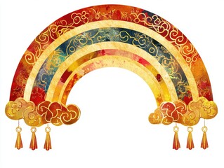 Wall Mural - Rainbow with clouds and tassels