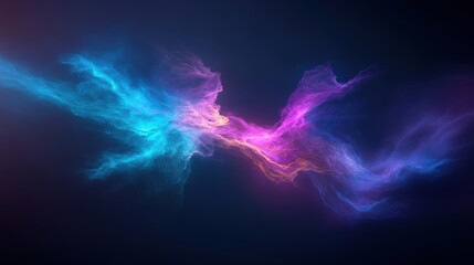 Wall Mural - Abstract colorful nebula-like energy waves in blue, pink, and purple tones on a dark background.