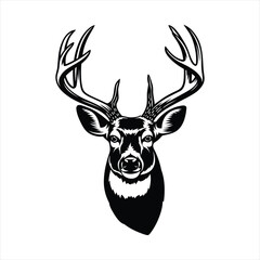 Fototapete - Beautiful deer  head  vector silhouette on white background