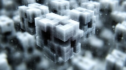 Abstract Digital Cubes Floating in Space