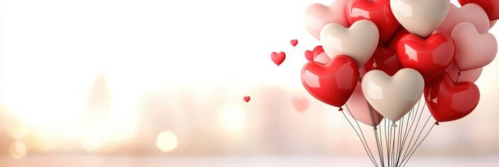 a collection of heartshaped balloons in red and white symbolizes love, making them perfect for valen