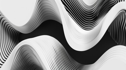 Wall Mural - Abstract black and white waves create a dynamic visual flow.