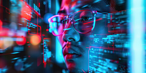 Person Viewing Digital Code on Screen