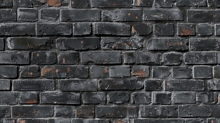 Wall Mural - A textured black brick wall with some reddish stains, conveying an industrial aesthetic.