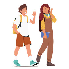 middle school or college male and female cartoon students characters going to study back to school