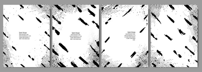 Wall Mural - vector illustration. grunge overlay set. paint brush strokes flow. frame with halftone dots and ink 