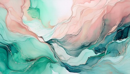 Wall Mural - Gentle pastel tones of pink, lavender, and mint green blending seamlessly in a soft wash. Sp