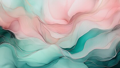 Wall Mural - Gentle pastel tones of pink, lavender, and mint green blending seamlessly in a soft wash. Sp