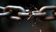 © MariLin - Breaking Chains, Broken chains representing freedom, dynamic motion, with flying debris and dark background