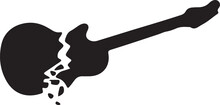 Illustration of a broken guitar icon silhouette