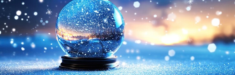 Poster - Shimmering Snow Globe on Sparkling Background