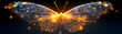 © Fiardhie - Glowing Particle Butterfly, Abstract Art Background Image,  Digital Illustration of an Enchanting, Sparkling Insect with Golden and Blue Hues, Displaying Beauty and Grace in the Dark
