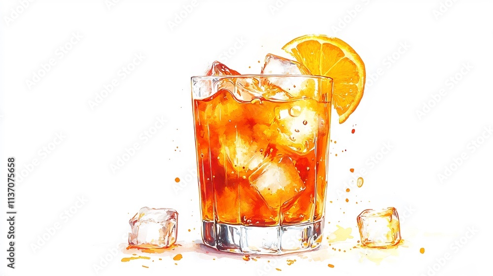 Refreshing Aperol Spritz Cocktail with Orange Slice and Ice Cubes Stock ...