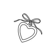  black and white drawing  of a heart shaped pendant icon