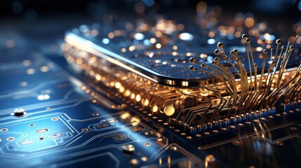 Canvas Print - A computer chip with gold and silver parts
