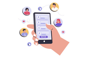 refer a friend program illustration concept. illustrations for websites, landing pages, mobile apps,