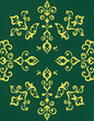 © SusDmi - Hand-drawn unique abstract symmetrical seamless gold ornament on a dark cold green background. Paper texture. Digital artwork, A4. (pattern: p03b), doodle art, with white tones