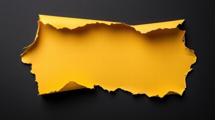 Wall Mural - Torn Yellow Paper on Black Background