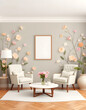 © SusDmi - Classic floral design space, simple style, with white tones