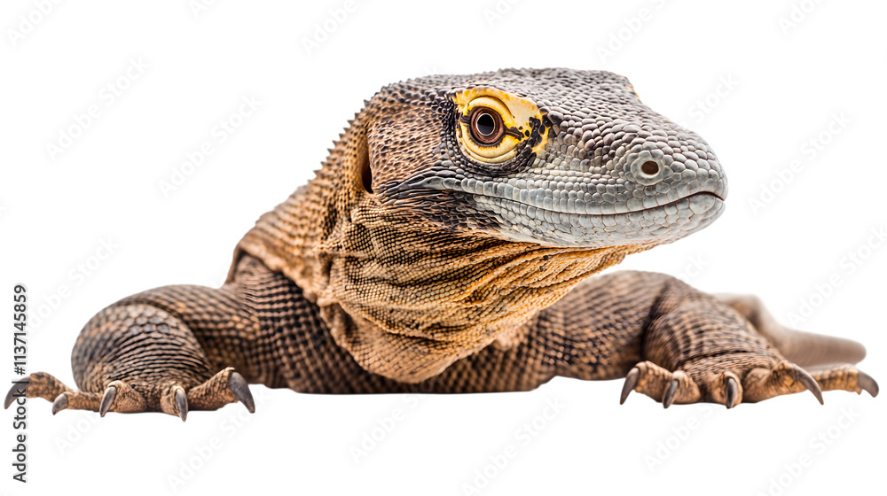Komodo dragon lizard isolated on a white background as a transparent ...