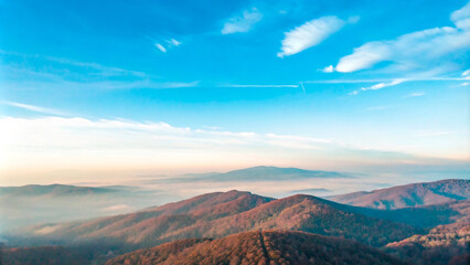 Wall Mural - Mountain sunset landscape with clouds and greenery5